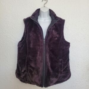 Casual Identity Reversible Vest Faux Fur Chocolate Brown (XL)